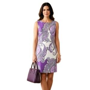 ALYX Dress Women's Size 10 Purple Paisley Sleeveless Shift Dress Career Casual